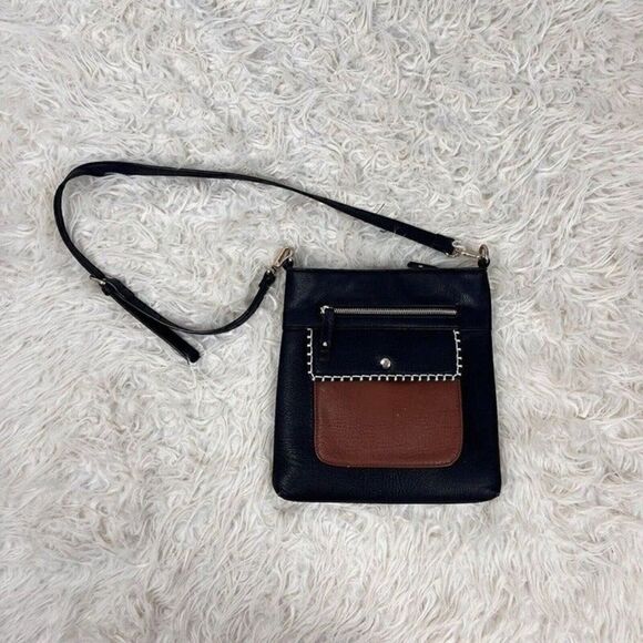 Clarks Handbags - Clark’s Black Vegan Leather Black & Brown Messenger/Crossbody/Shoulder Bag/Purse